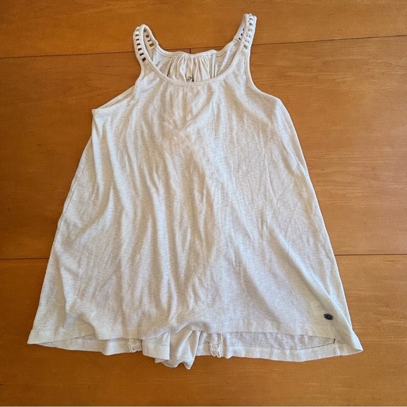 Noble Outfitters L Ivory White Lace Up Tunic Tank Top - Picture 3 of 8